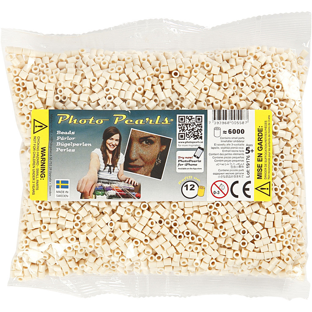 PhotoPearls, size 5x5 mm, hole size 2,5 mm, medium, light beige (12), 6000 pc/ 1 pack [HOB-75512]