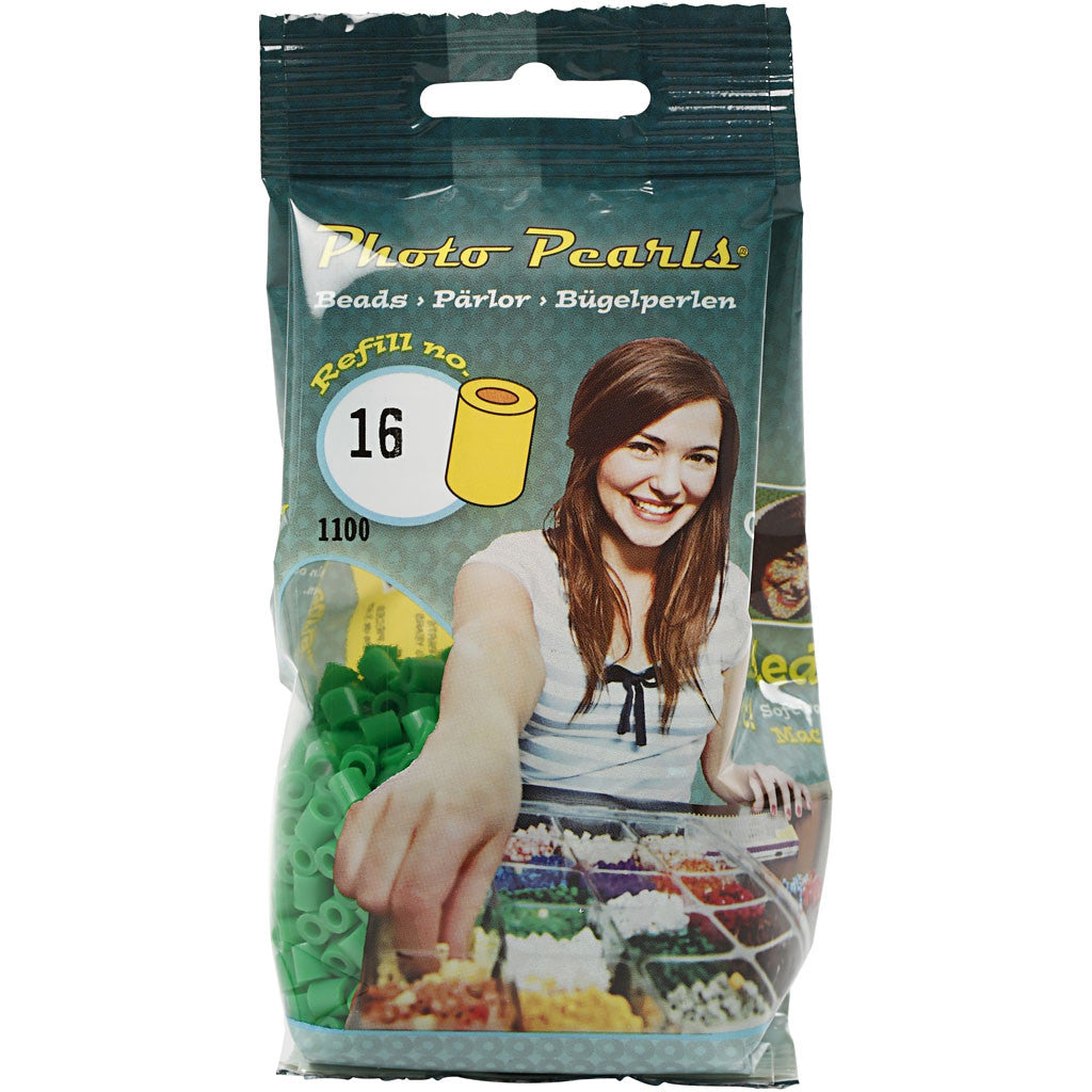 PhotoPearls, size 5x5 mm, hole size 2,5 mm, medium, green (16), 1100 pc/ 1 pack [HOB-755160]