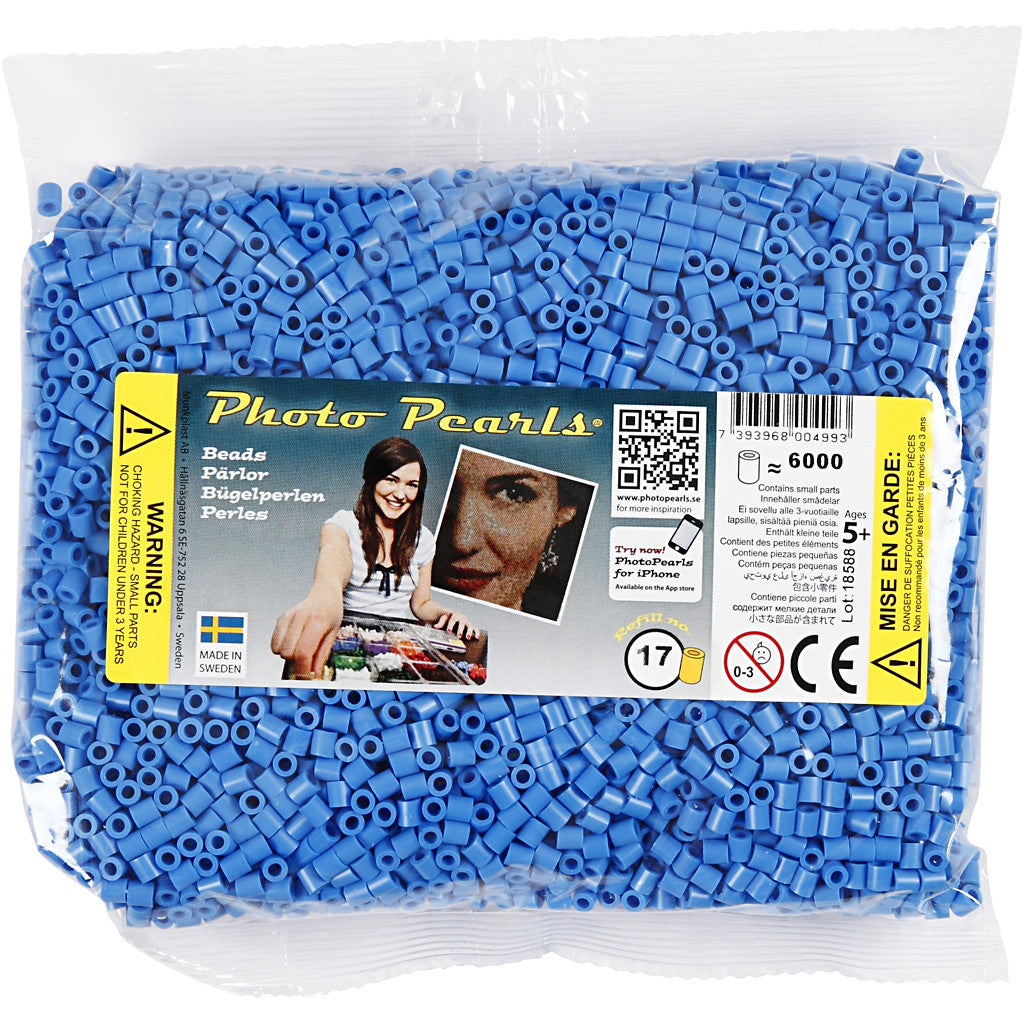 PhotoPearls, size 5x5 mm, hole size 2,5 mm, medium, blue (17), 6000 pc/ 1 pack [HOB-75517]