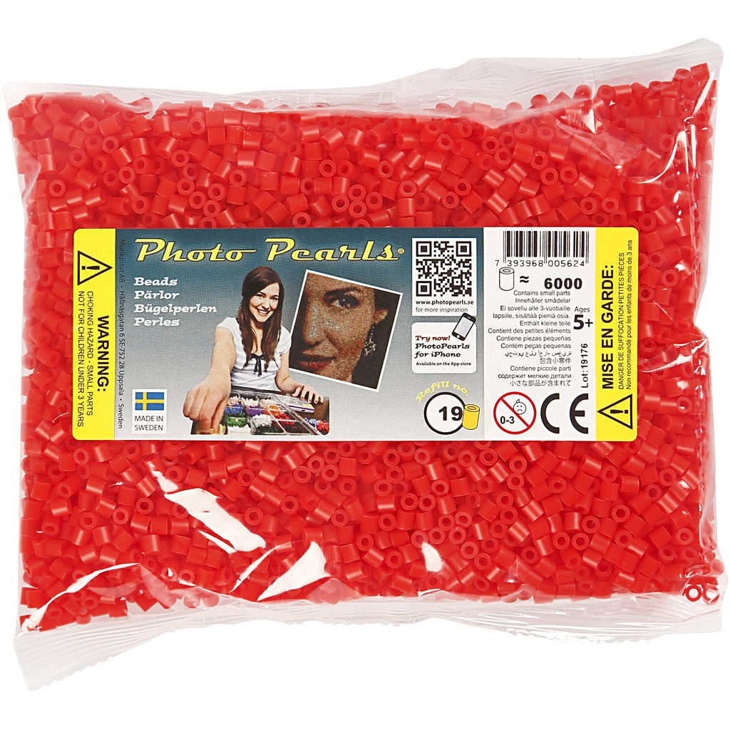 PhotoPearls, size 5x5 mm, hole size 2,5 mm, medium, red (19), 6000 pc/ 1 pack [HOB-75519]
