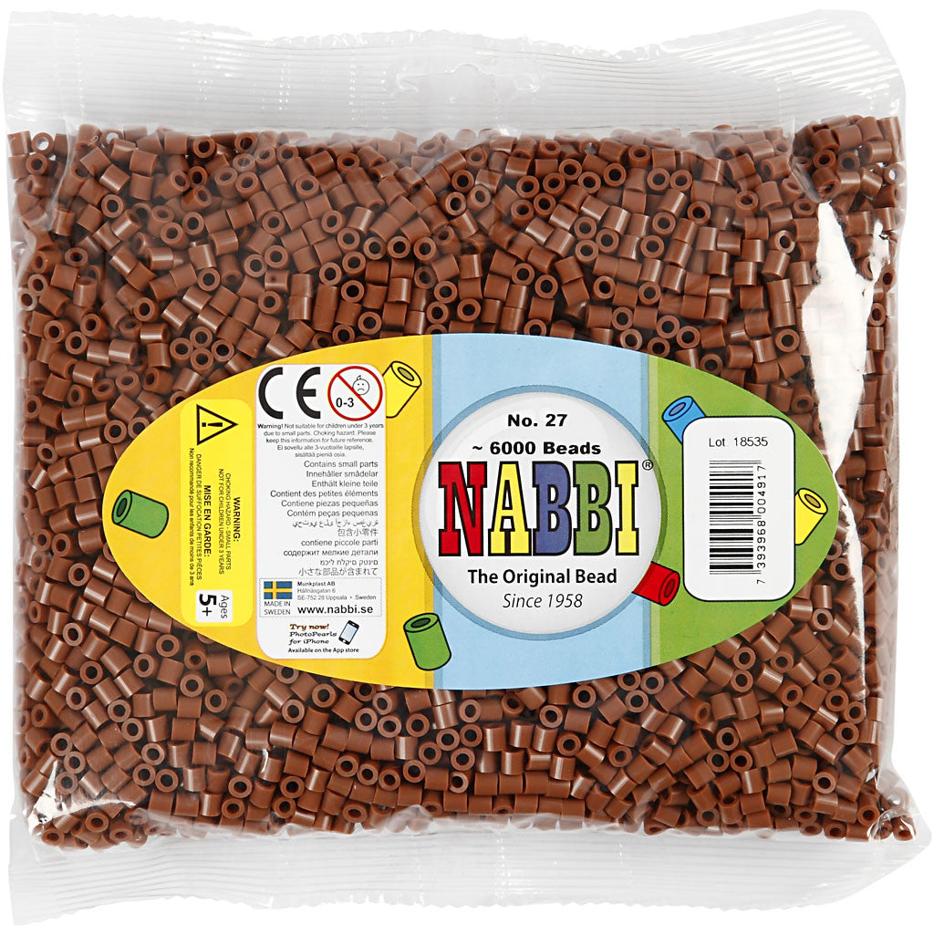 PhotoPearls, size 5x5 mm, hole size 2,5 mm, medium, chocolate (27), 6000 pc/ 1 pack [HOB-75527]