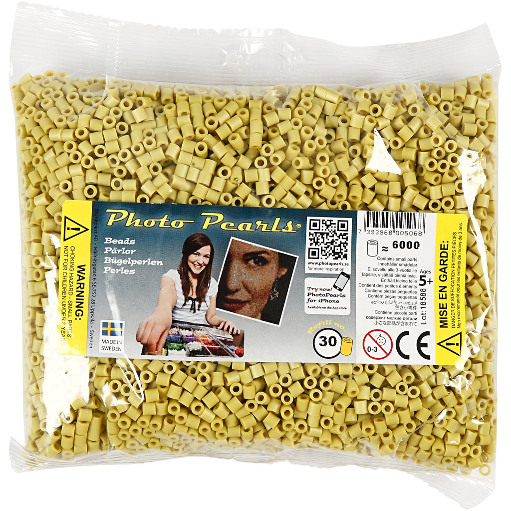 PhotoPearls, size 5x5 mm, hole size 2,5 mm, medium, olive (30), 6000 pc/ 1 pack [HOB-75530]