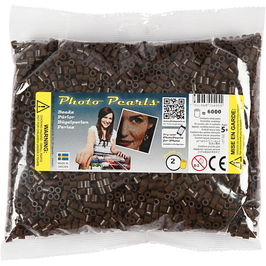 PhotoPearls, size 5x5 mm, hole size 2,5 mm, medium, dark brown (2), 6000 pc/ 1 pack [HOB-75552]