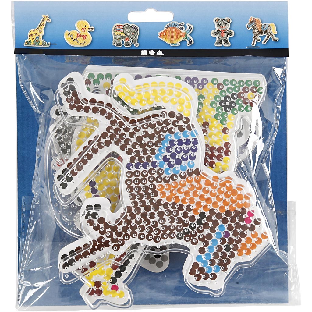 Peg Board, duck, elephant, giraffe, bear, horse and fish., size 10x11-13x16,5 cm, medium, 6 pc/ 1 pack [HOB-75594]