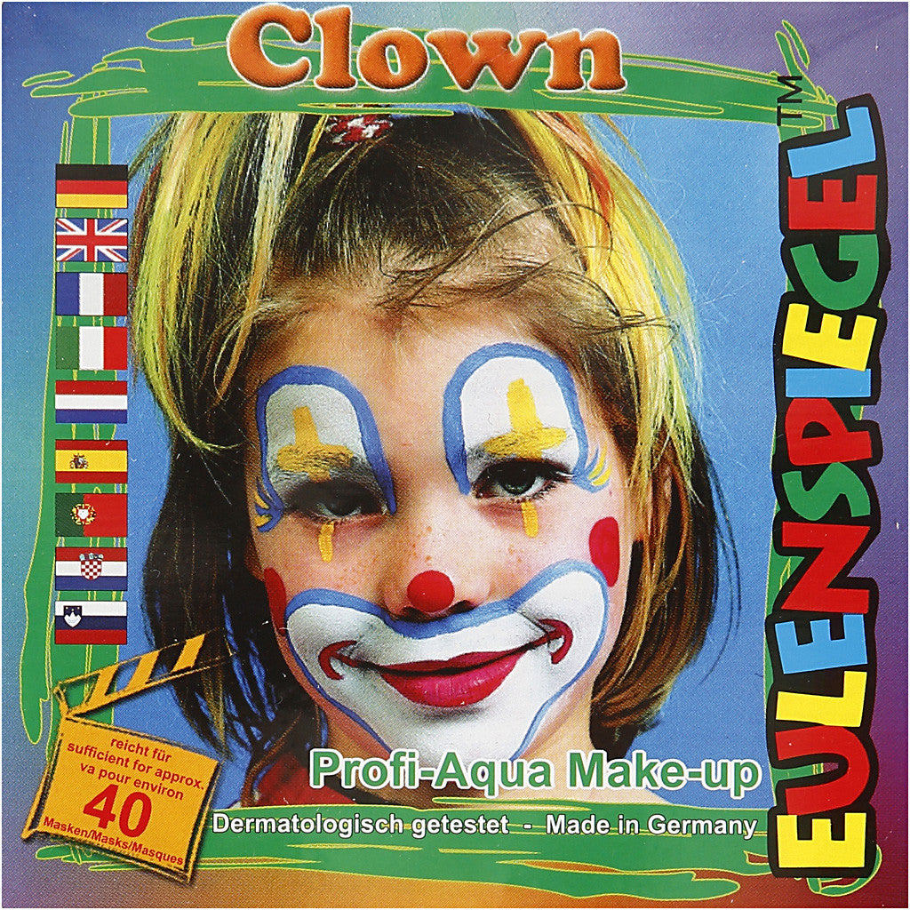 Eulenspiegel Face Paint - Motif Set, clown, assorted colours, 1 set [HOB-76101]