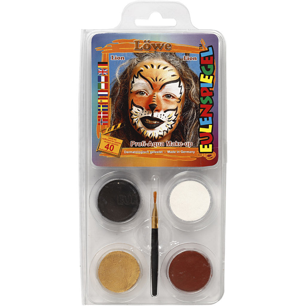 Eulenspiegel Face Paint - Motif Set, lion, assorted colours, 1 set [HOB-76109]