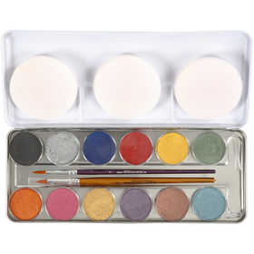 Water-Based Face Paint, white, 12 colour/ 1 set [HOB-76139]