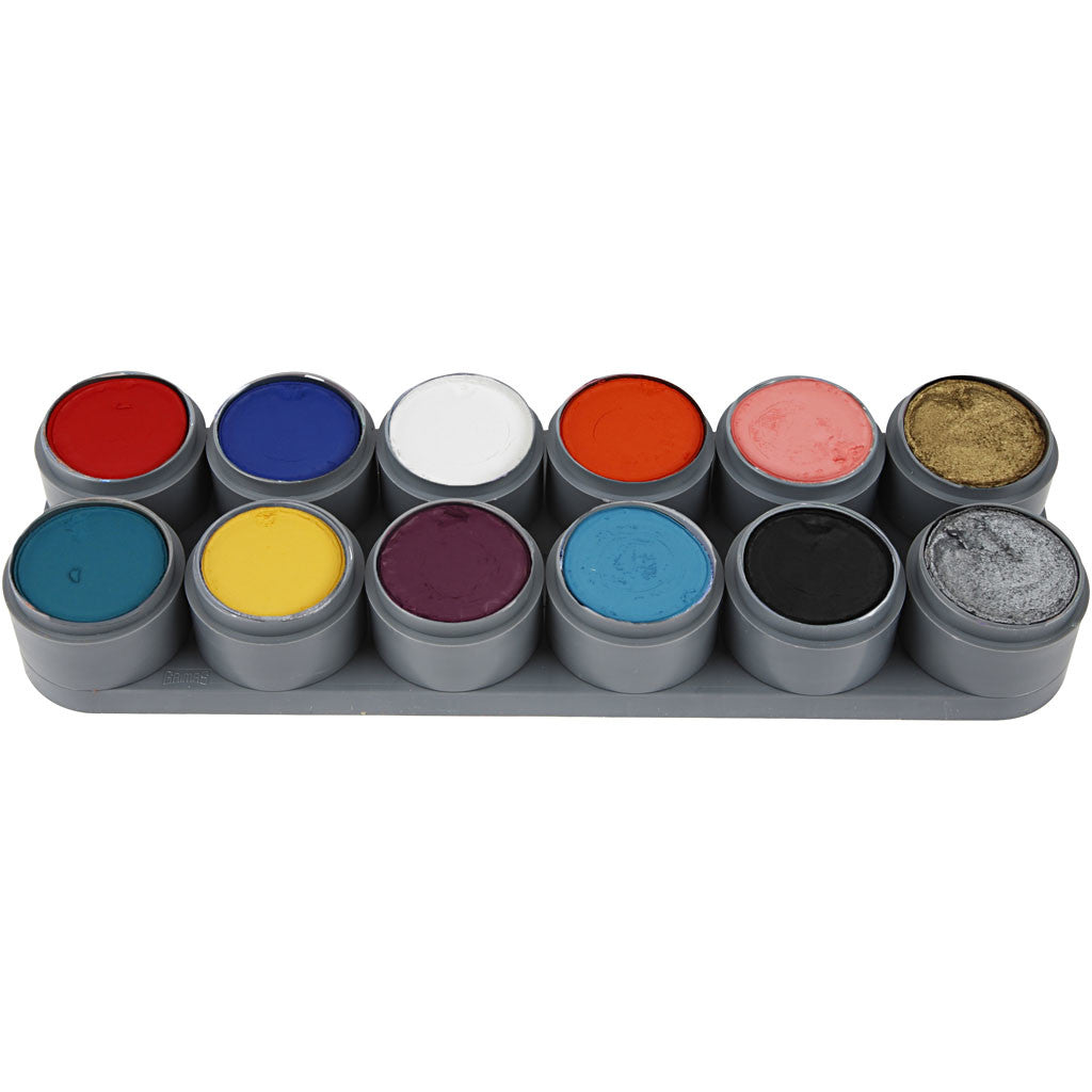 Water-based Face Paint Palette, assorted colours, 12x15 ml/ 1 pc [HOB-77003]