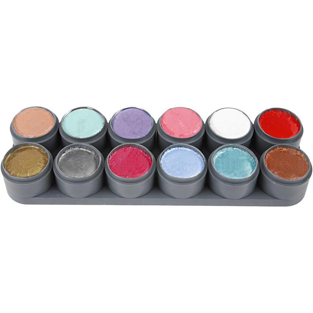 Water-based Face Paint Palette, assorted colours, 12x15 ml/ 1 pc [HOB-77066]