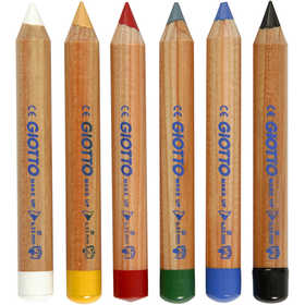 Make Up Pencils, L: 9 cm, standard colours, 6 pc/ 1 pack [HOB-77200]