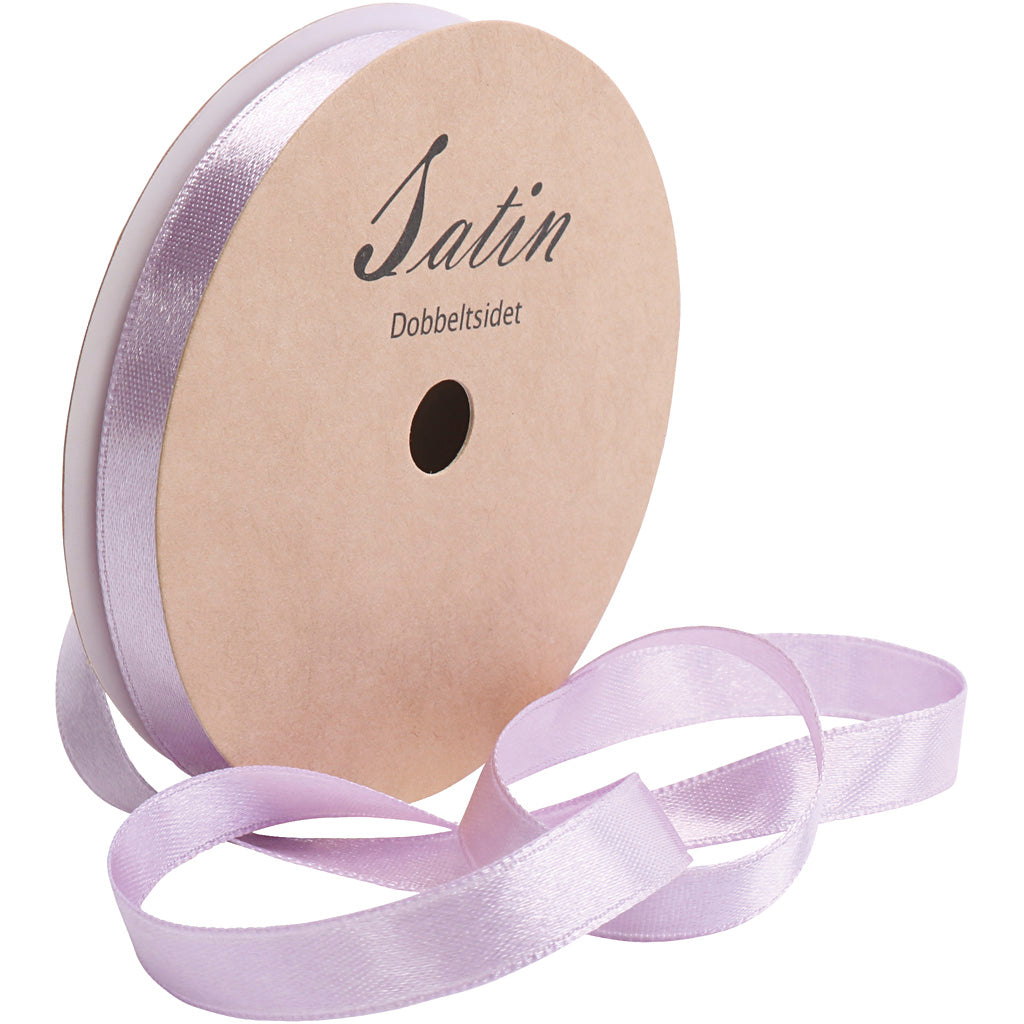 Satin Ribbon, W: 10 mm, light lilac, 10 m/ 1 roll [HOB-780144]