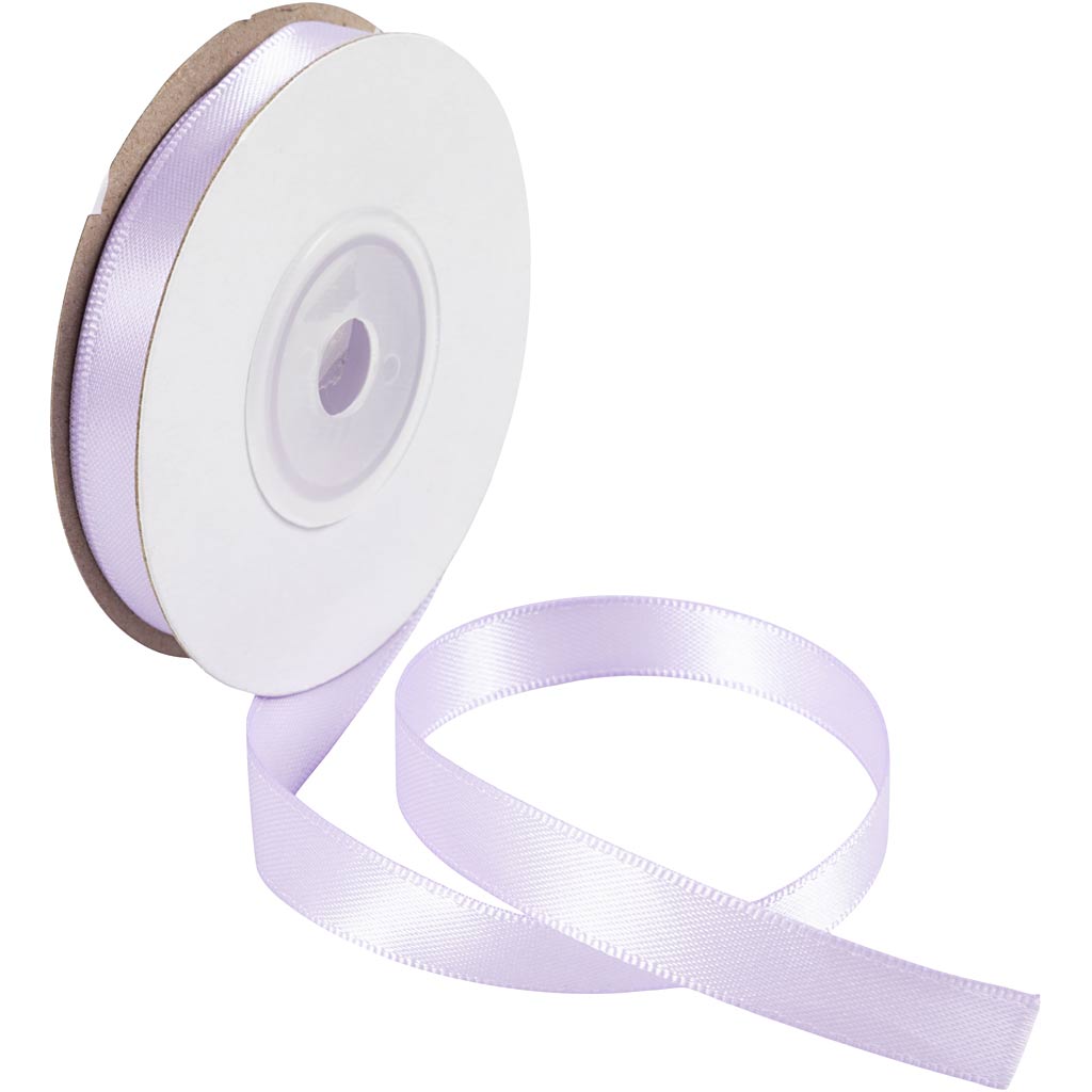 Satin Ribbon, W: 10 mm, light lilac, 10 m/ 1 roll