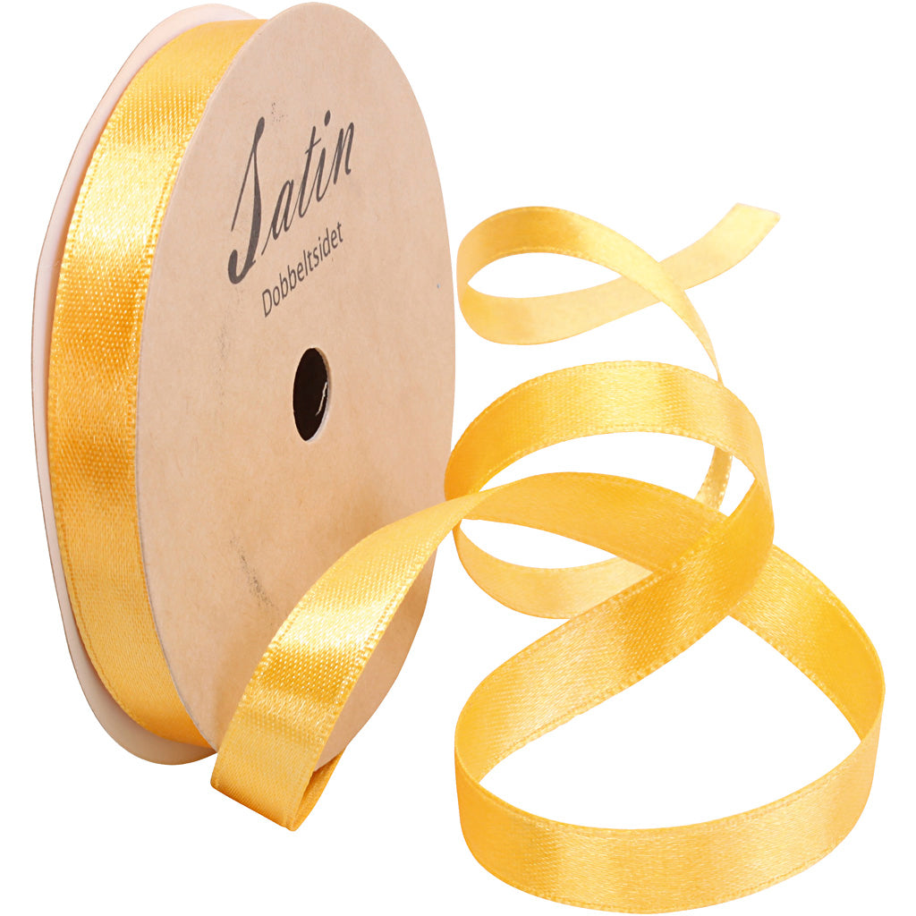 Satin Ribbon, W: 10, yellow, 3x10 m/ 1 roll [HOB-780214]