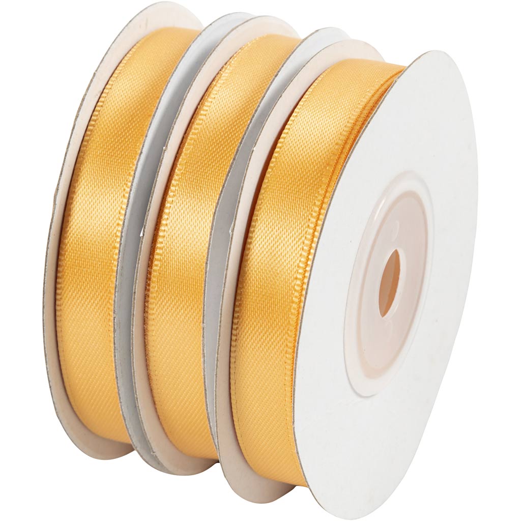 Satin Ribbon, W: 10, yellow, 3x10 m/ 1 roll [HOB-780214]