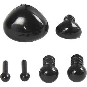 Eyes and snouts for modeling, dia. 3+6 mm, size 8x6+14x11 mm, black, 20 set/ 1 pack [HOB-78281]
