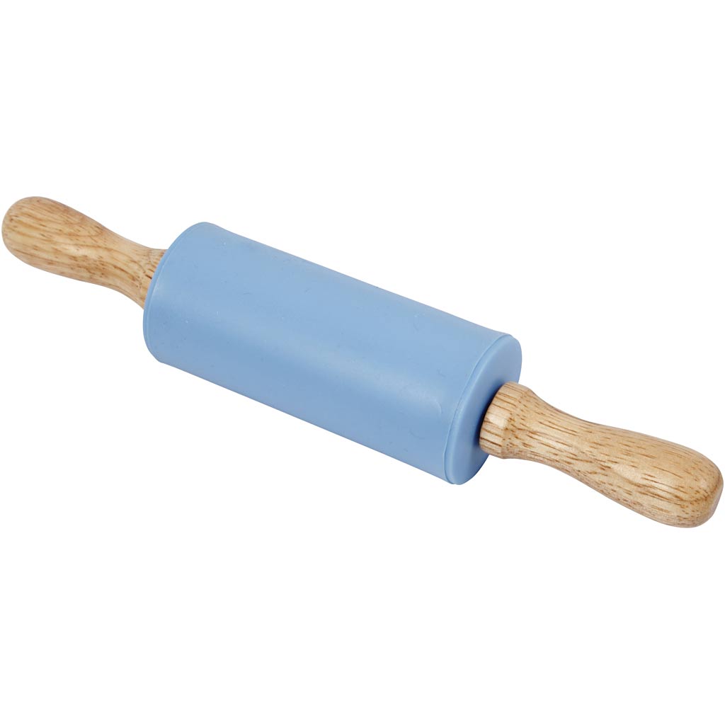 Rolling pin, L: 23 cm, dia. 4.5 cm, light blue