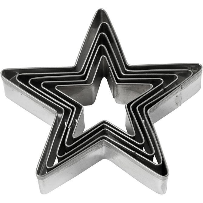 Cookie Cutters, star, size 8 cm, 5 pc/ 1 pack [HOB-782881]