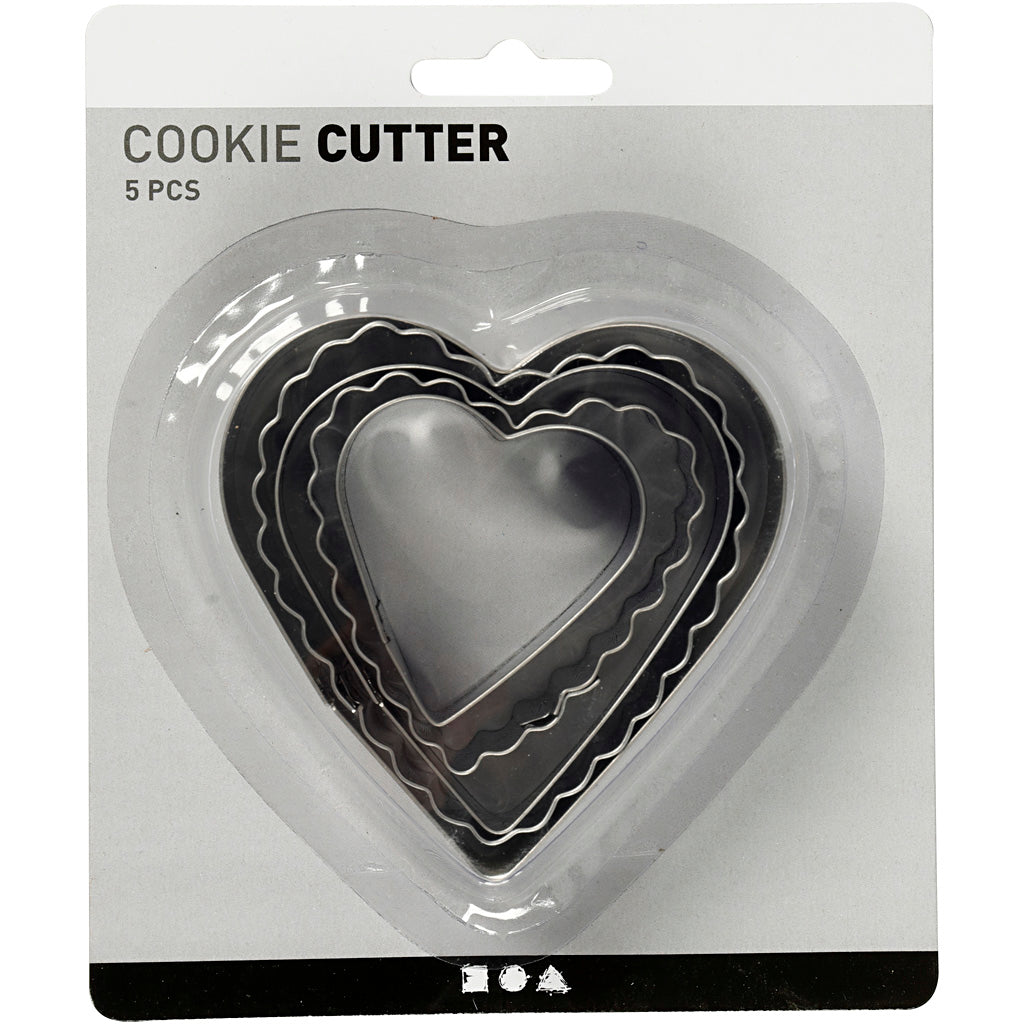 Cookie Cutters, heart, size 8 cm, 5 pc/ 1 pack [HOB-782883]