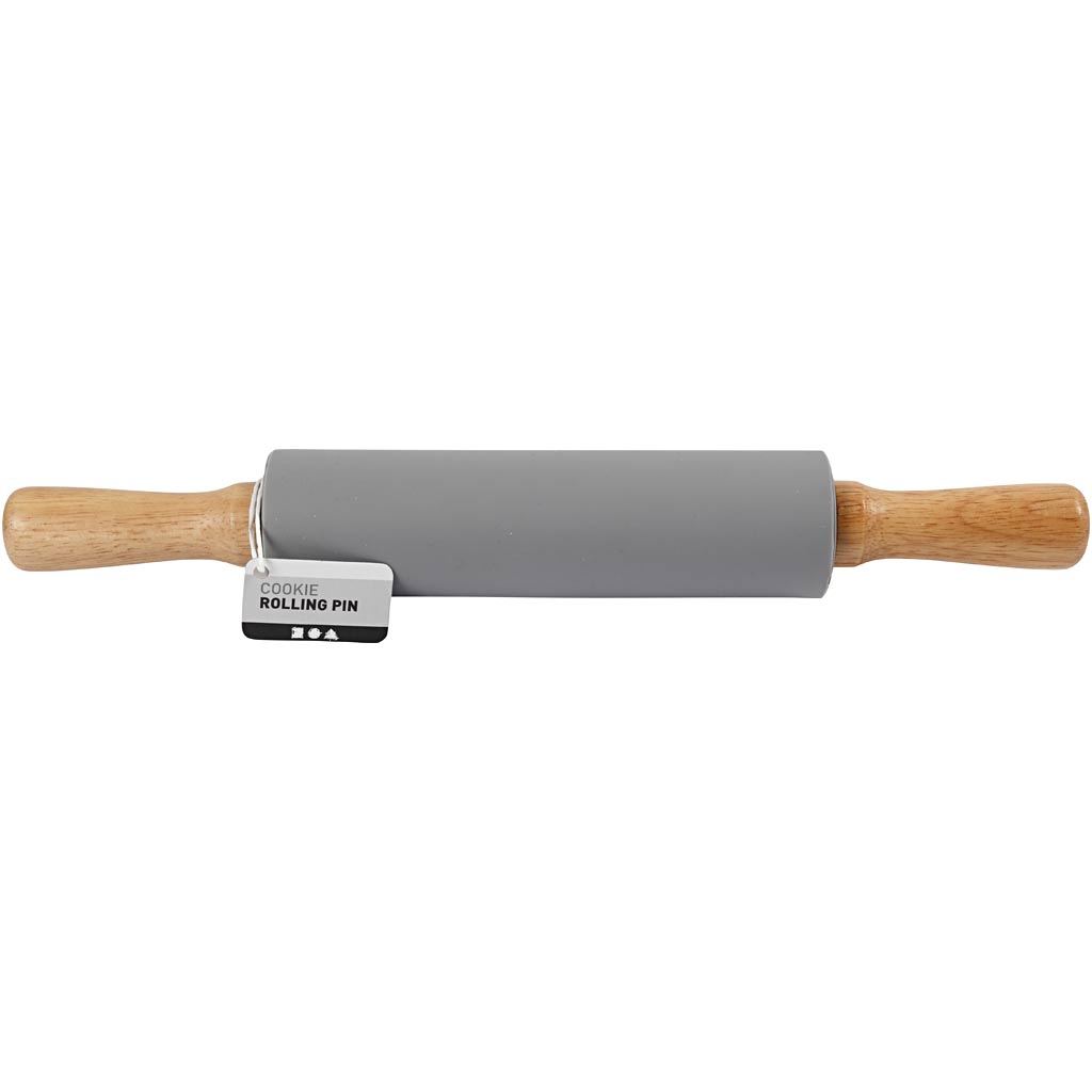 Rolling pin, L: 38 cm, dia. 5,5 cm, grey, 1 pc [HOB-78290]