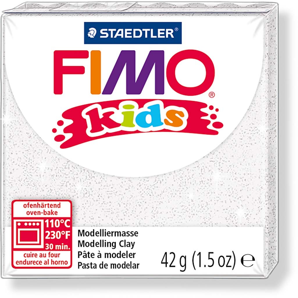 FIMO® Kids Clay, glitter, white, 42 g/ 1 pack [HOB-78534]