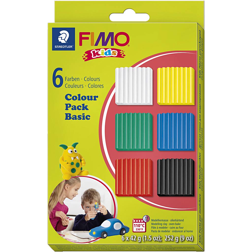 FIMO® Kids Clay, standard colours, 6x42 g