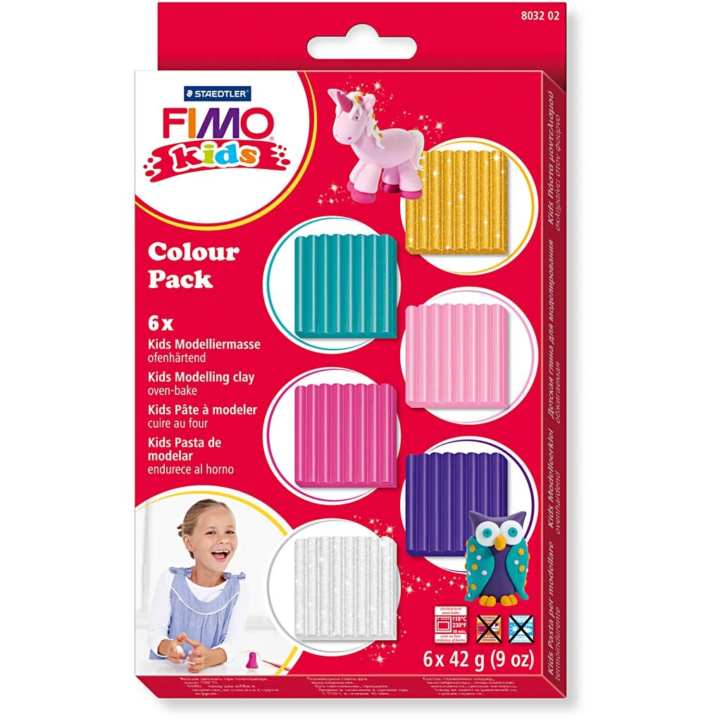 FIMO® Kids Clay, additional colours, 6x42 g/ 1 pack [HOB-78537]