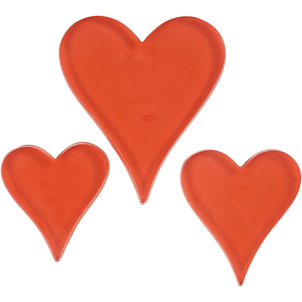 Casting Mould, heart, H: 6+8+10 cm, D. 9 mm, size 14,9x22 cm, 1 pc [HOB-78634]