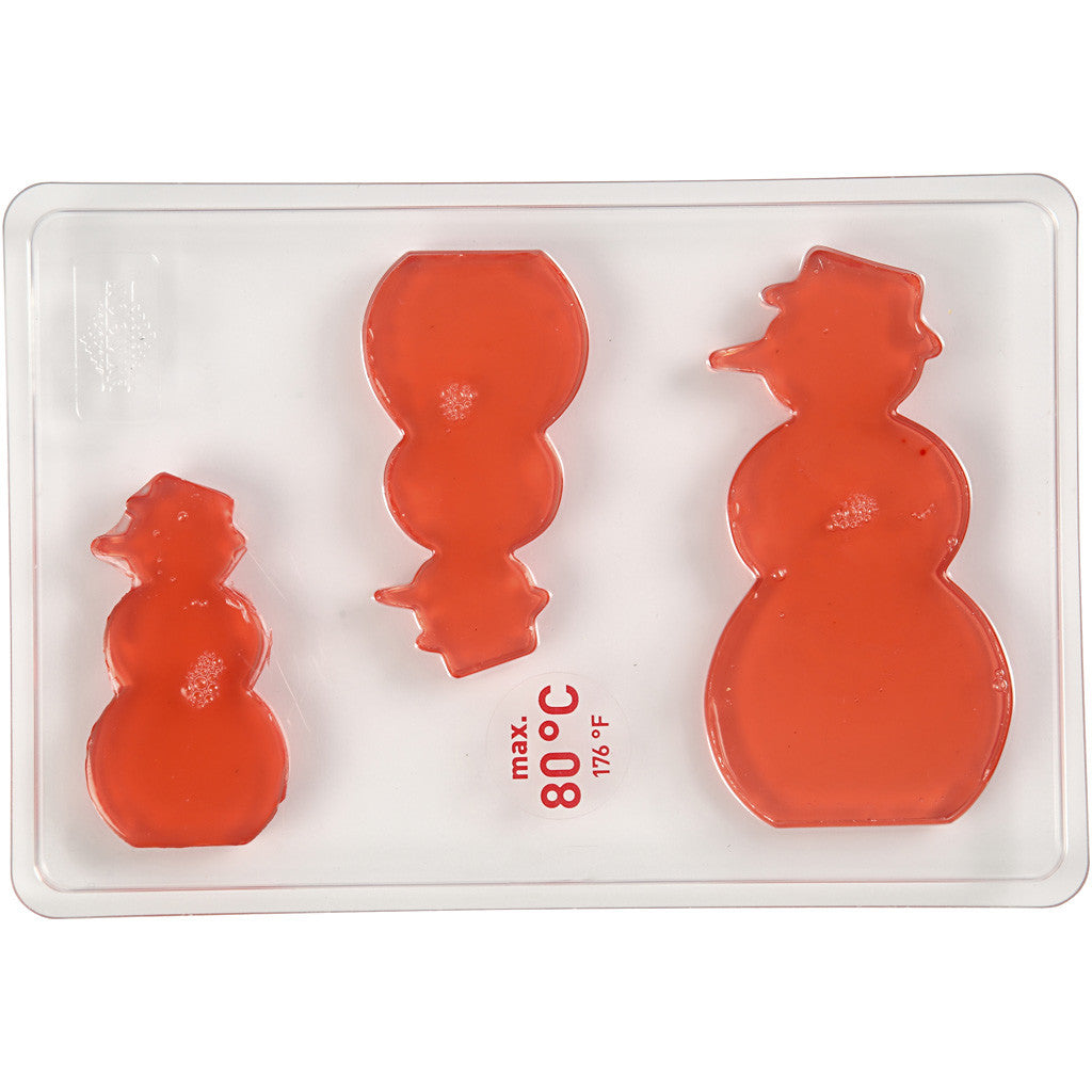 Casting Mould, snowman, H: 6+8+10 cm, D. 9 mm, size 14,9x22 cm, 1 pc [HOB-78635]