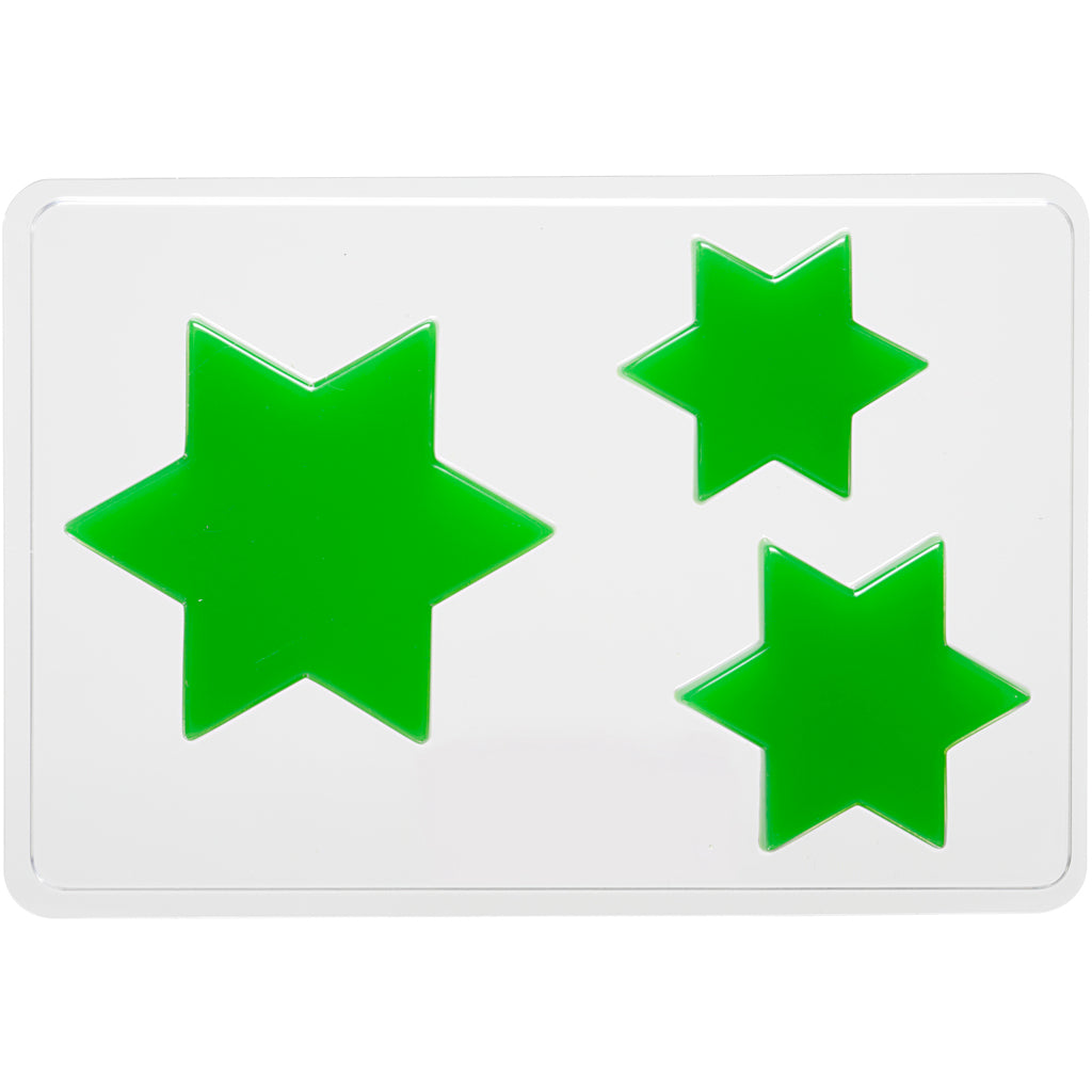 Casting Mould, star, H: 6+8+10 cm, D. 9 mm, size 14,9x22 cm