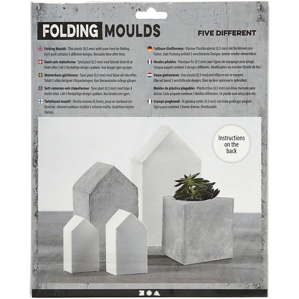 Casting Mould, houses and triangles, H: 6-14,5 cm, thickness 0,5 mm, transparent, 5 pc/ 1 pack [HOB-78643]