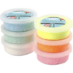 Foam Clay®, glitter, pastel colours, 6x14 g/ 1 pack [HOB-78812]