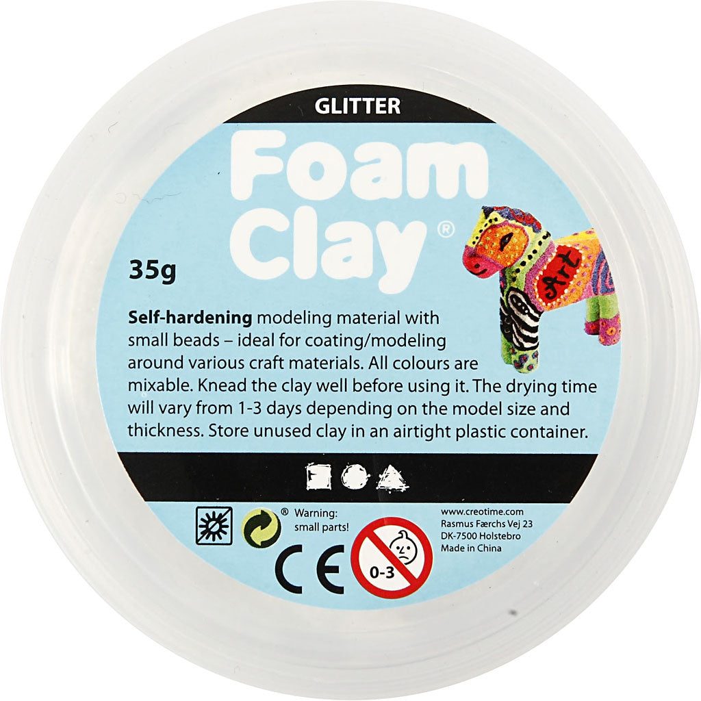 Foam Clay®, glitter, white, 35 g/ 1 tub [HOB-78813]