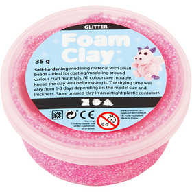 Foam Clay®, glitter, pink, 35 g/ 1 tub [HOB-788820]