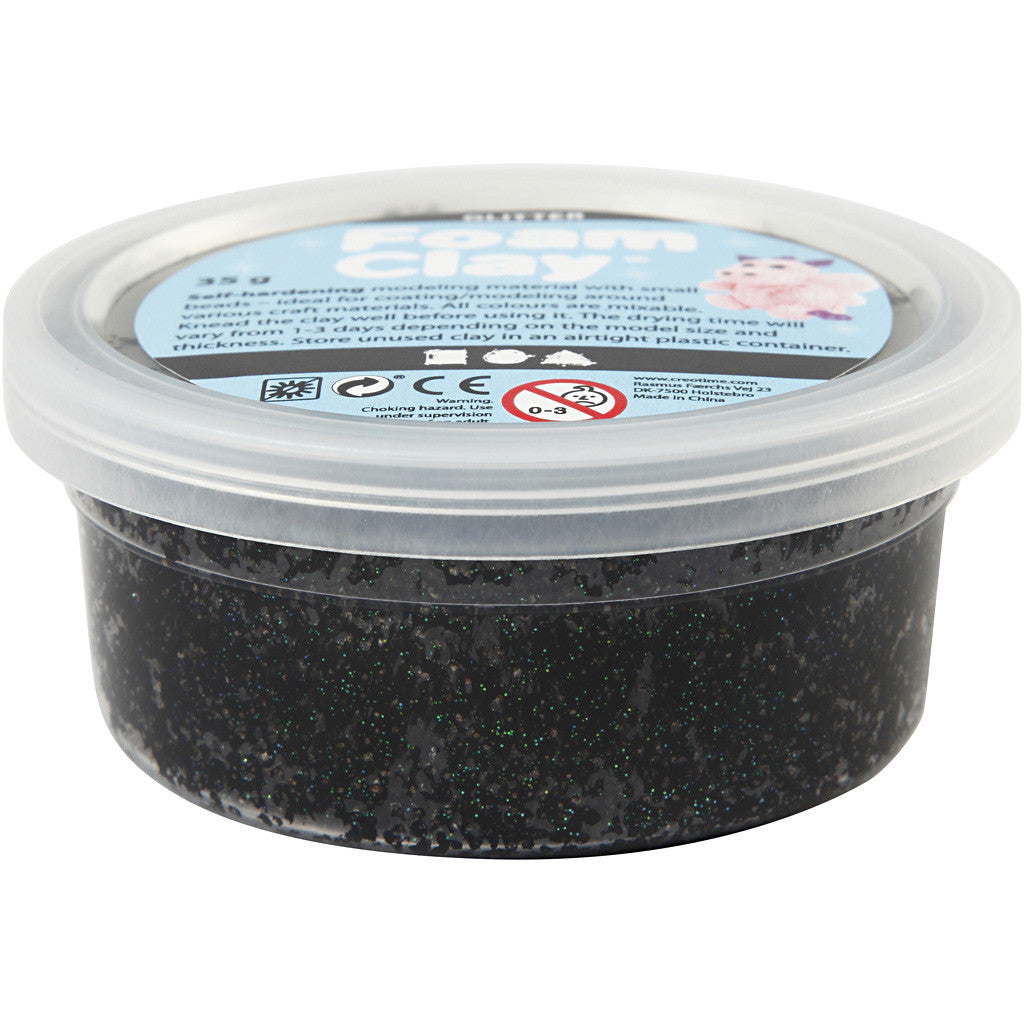 Foam Clay®, black glitter, 35 g/ 1 tub [HOB-788860]