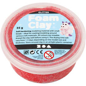 Foam Clay®, glitter, red, 35 g/ 1 tub [HOB-788870]