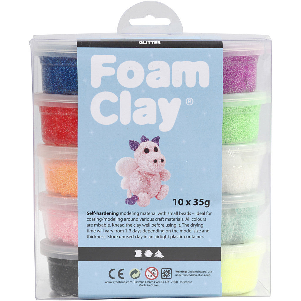 Foam Clay®, glitter, assorted colours, 10x35 g/ 1 pack [HOB-78890]