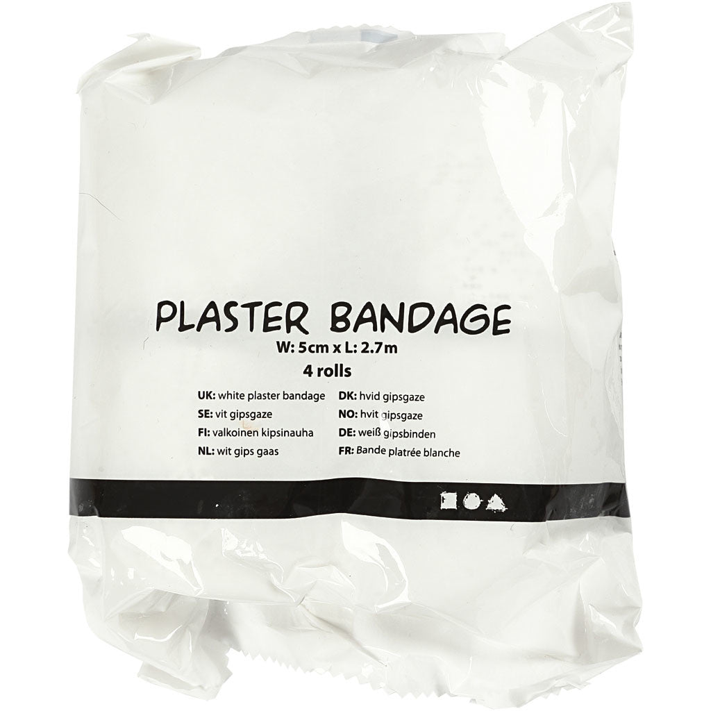 Plaster Gauze, L: 2,7 M, W: 5 cm, white, 4 roll/ 1 pack [HOB-78912]