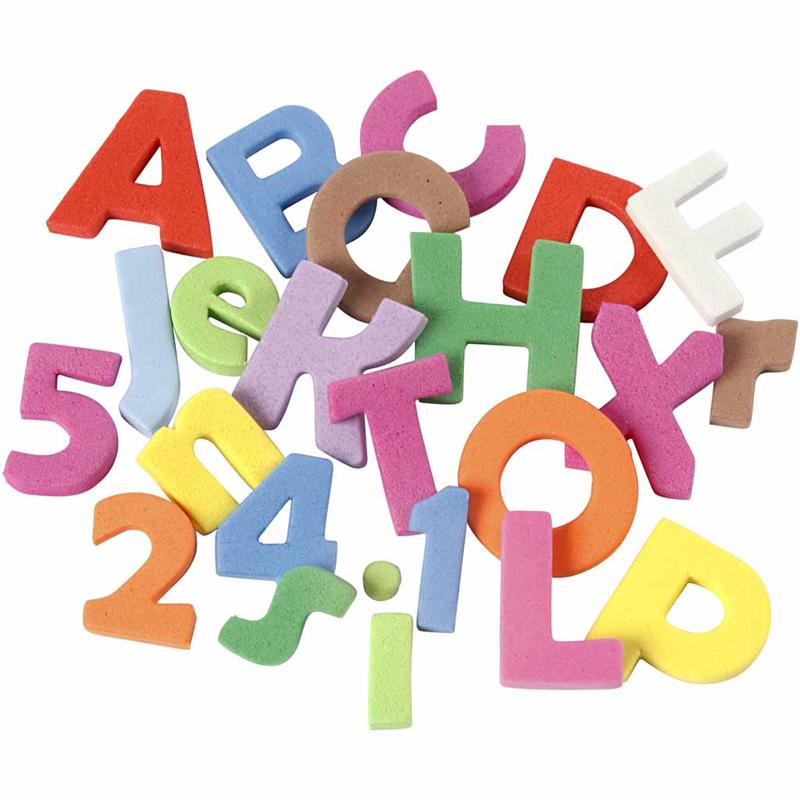 Foam Stickers Letters & Numbers, Numbers and letters, H: 20 mm, thickness 3 mm, assorted colours, 24 ass sheets/ 1 pack [HOB-79008]