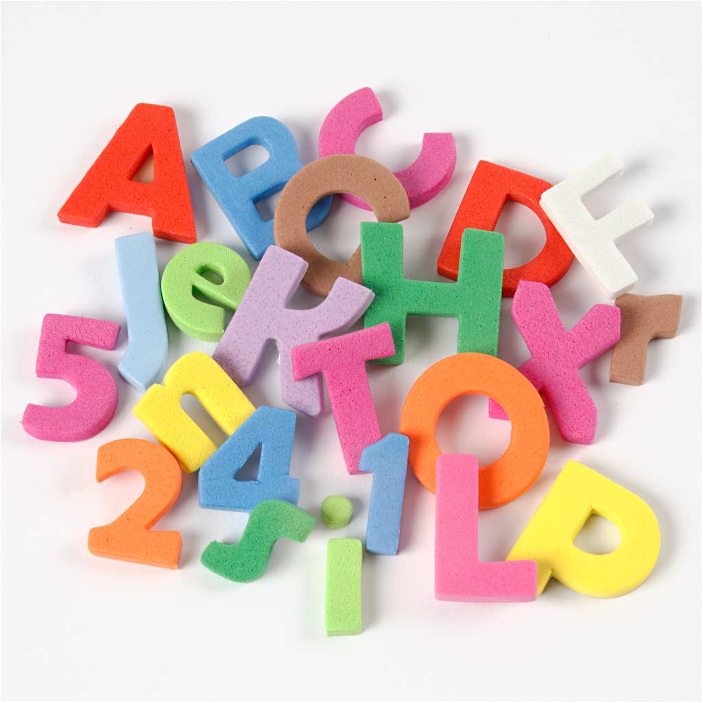 Foam Stickers Letters & Numbers, Numbers and letters, H: 20 mm, thickness 3 mm, assorted colours, 24 ass sheets/ 1 pack [HOB-79008]