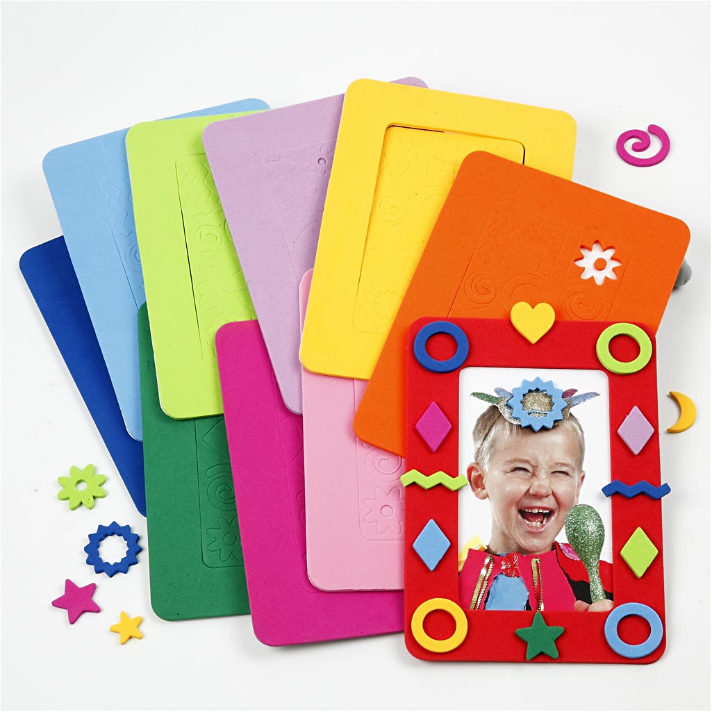 Foam Photo Frames, size 13x18 cm, 10 asstd./ 1 pack [HOB-790240]