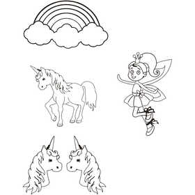 Shrink plastic sheets with motifs, unicorn, sheet 10,5x14,5 cm, thickness 0,3 mm, matt transparent, 4 sheet/ 1 pack [HOB-790711]