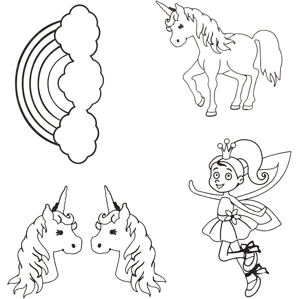 Shrink plastic sheets with motifs, unicorn, sheet 10,5x14,5 cm, thickness 0,3 mm, matt transparent, 4 sheet/ 1 pack [HOB-790711]