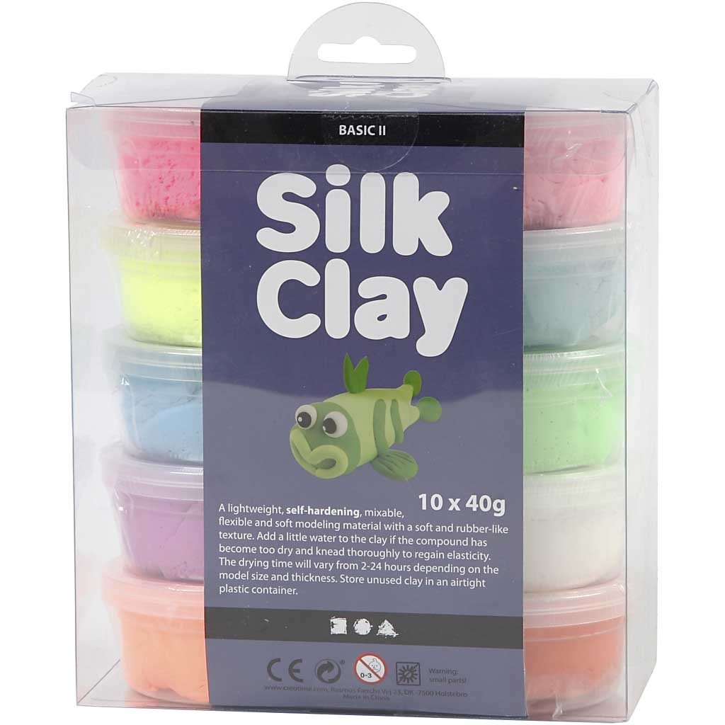 Silk Clay®, Basic 2, assorted colours, 10x40 g/ 1 pack [HOB-79146]
