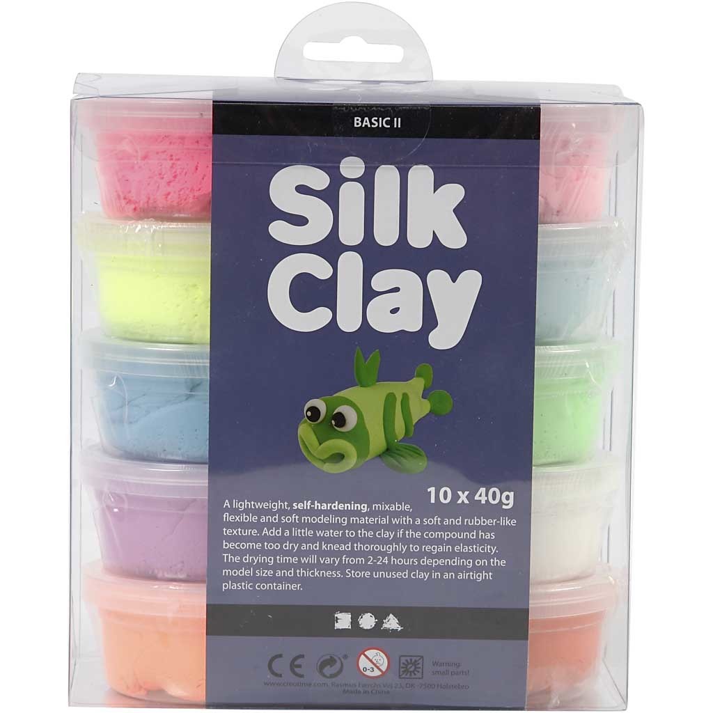 Silk Clay®, Basic 2, assorted colours, 10x40 g/ 1 pack [HOB-79146]