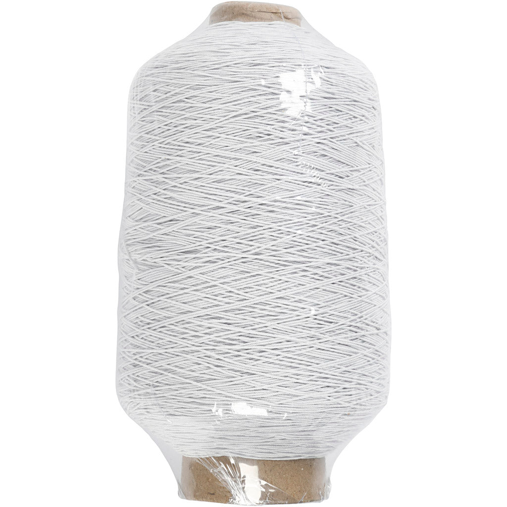 Thin, round elastic thread, white, 1500 m/ 1 roll [HOB-817101]