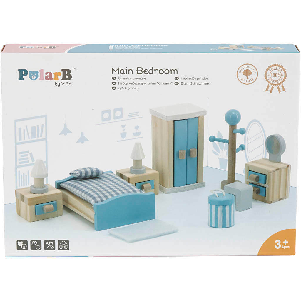 VIGA Doll house furniture, bedroom, size 2x2x7,5 cm, 8 parts/ 1 set [HOB-906690]