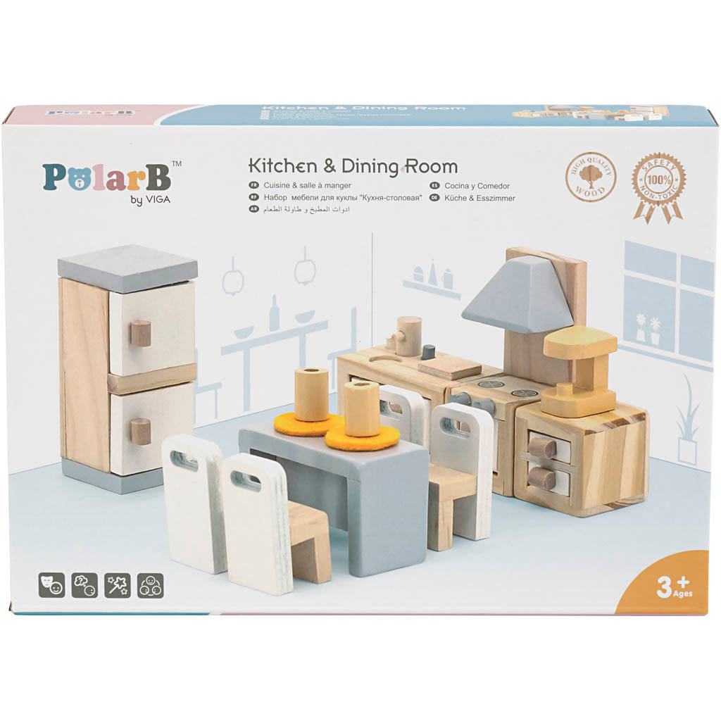 VIGA Doll house furniture, kitchen, size 2x2x7,5 cm, 9 parts/ 1 set [HOB-906693]
