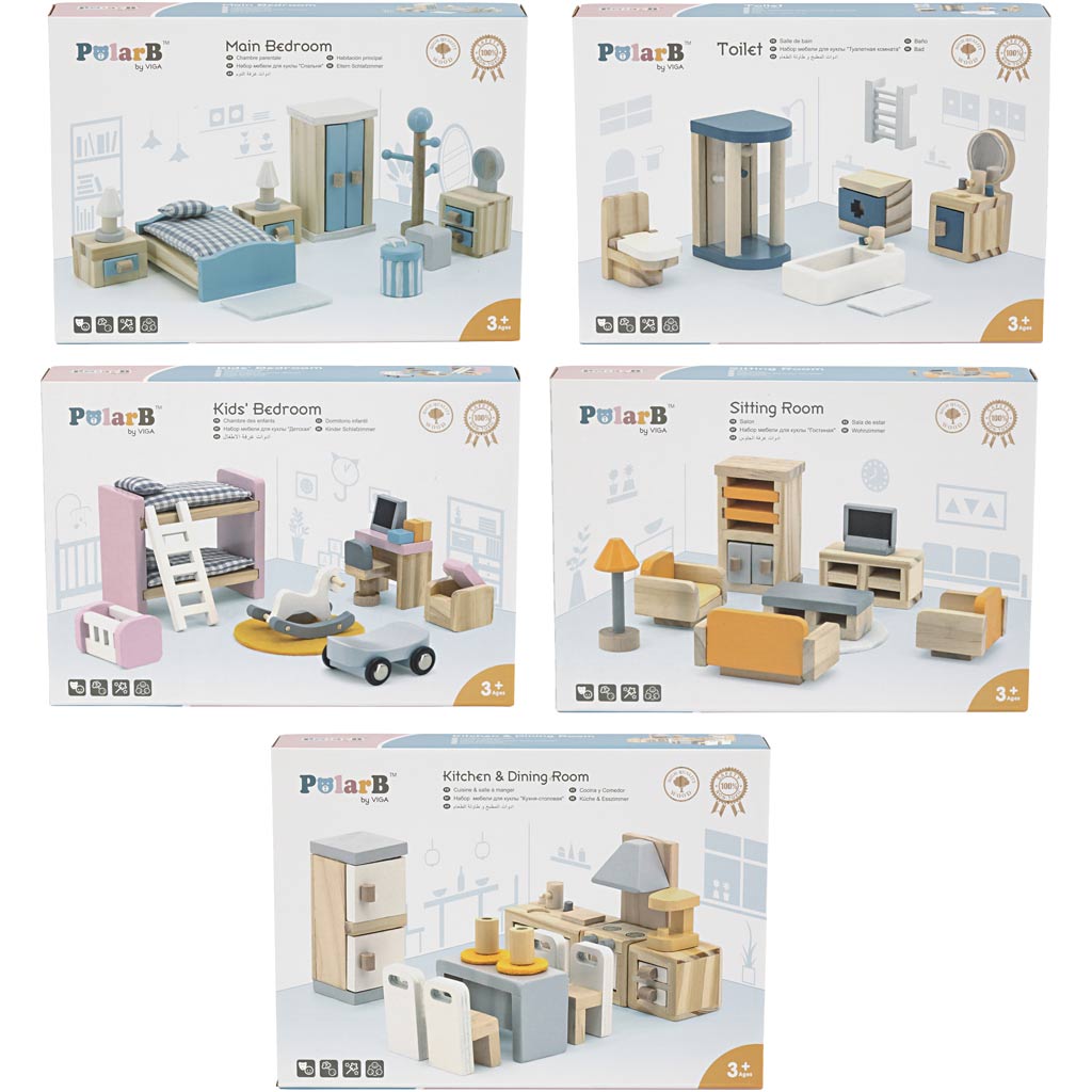 VIGA Doll house furniture, size 2x2x7,5 cm, 40 parts/ 1 set [HOB-906695]
