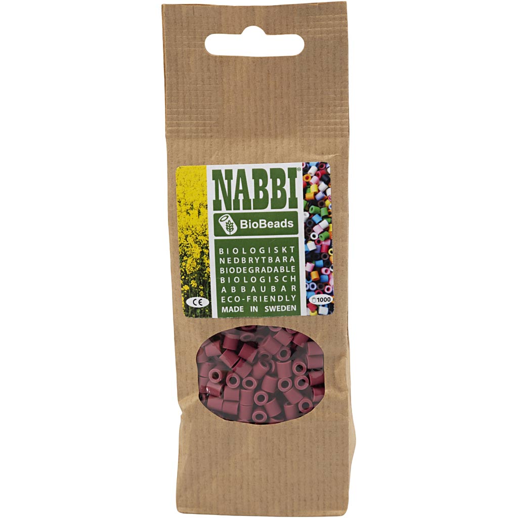 NABBI BioBeads, size 5x5 mm, hole size 2,5 mm, medium, burgundy, 1000 pc/ 1 pack [HOB-9067640]