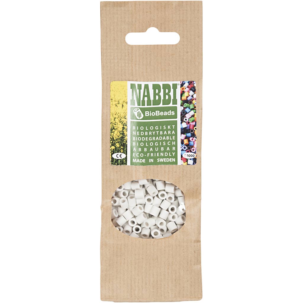 NABBI BioBeads, size 5x5 mm, hole size 2.5 mm, medium, white, 1000 pc/ 1 pack [HOB-9067730]